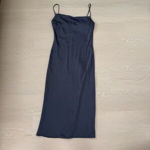 Express Gray Cowl Neck Midi Dress with Spaghetti Straps